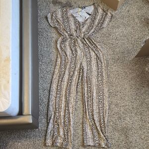 Chic Beige Snake Print Jumpsuit